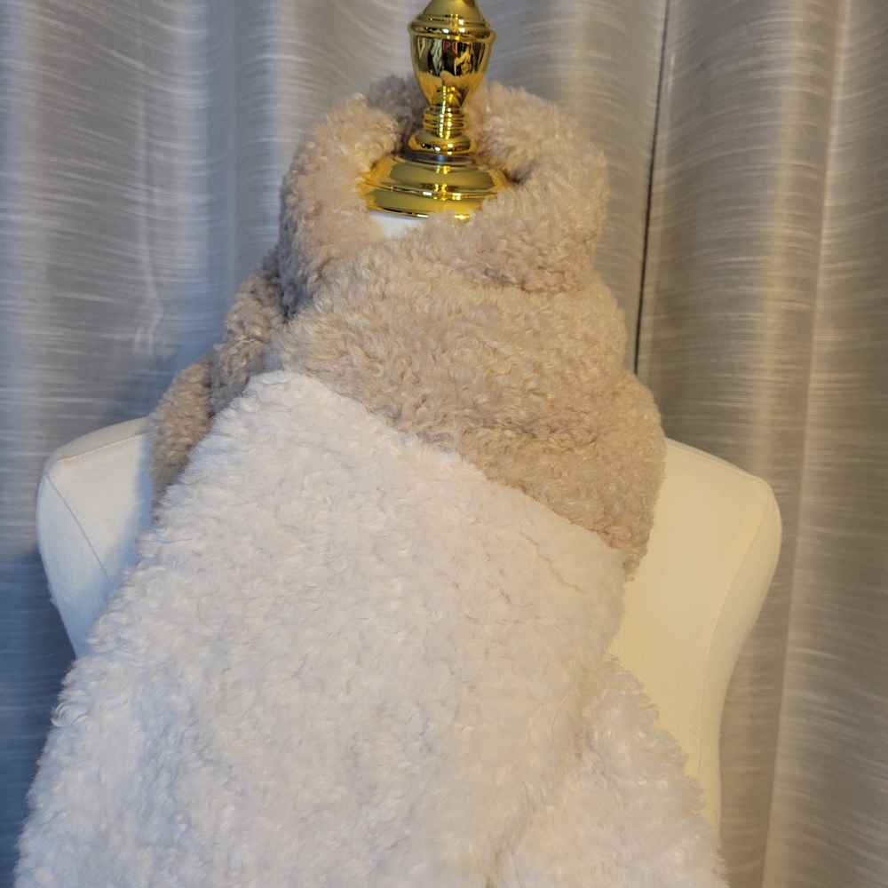 Express Cozy Cream and Tan Sherpa Scarf